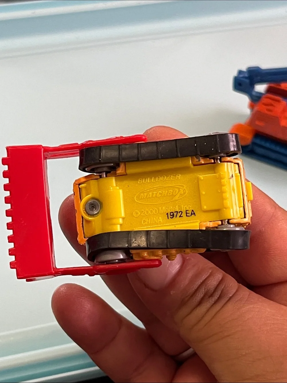 Yellow and Red Kids Construction Toy Bulldozer and Orange Excavator Set
